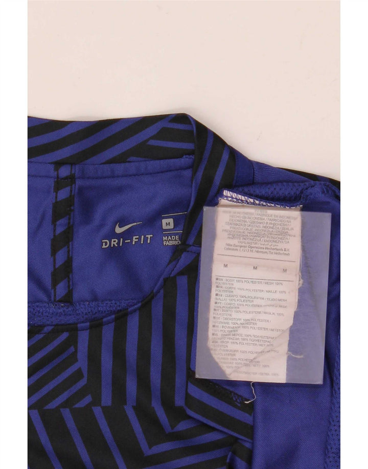 Nike Herren Dri Fit T-Shirt-Oberteil Mittelgroßes marineblaues geometrisches Polyester