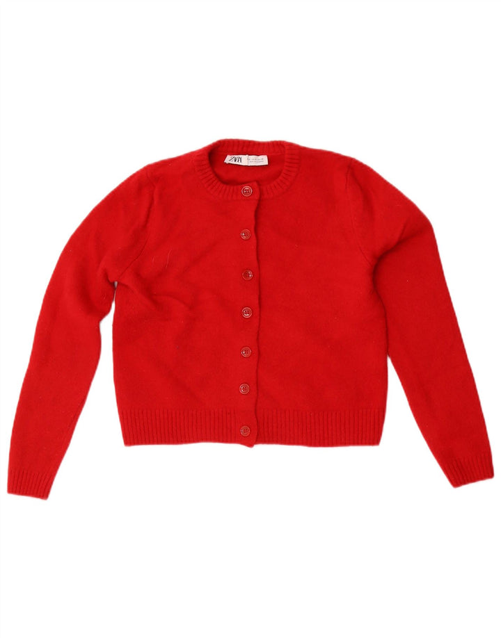 Zara Damen Crop Cardigan Pullover UK 8 Small Rote Wolle