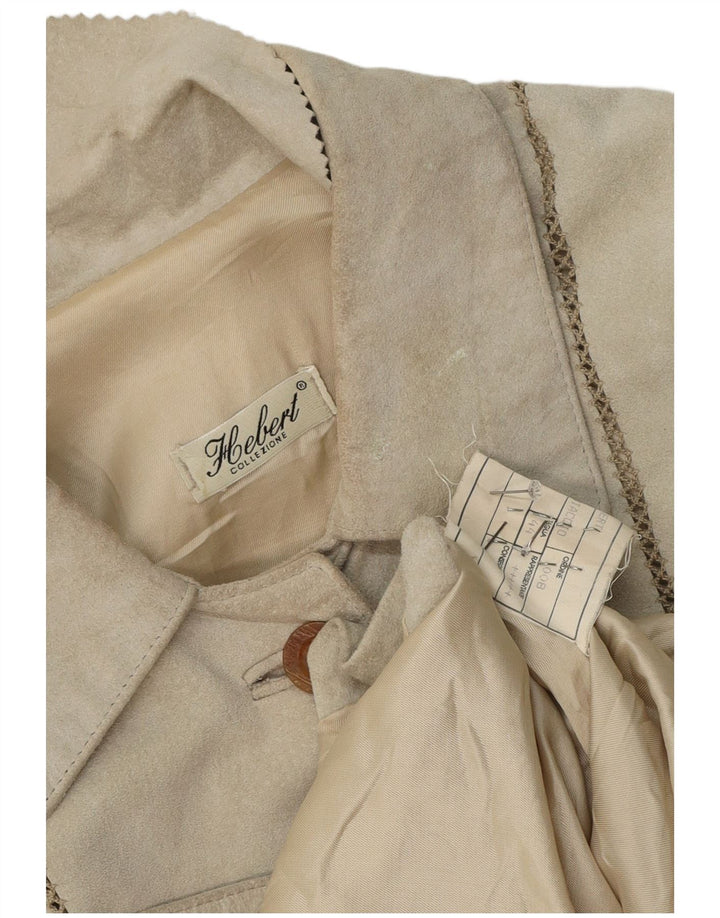 Vintage Damen Wildledermantel IT 44 Mittelgraues Leder