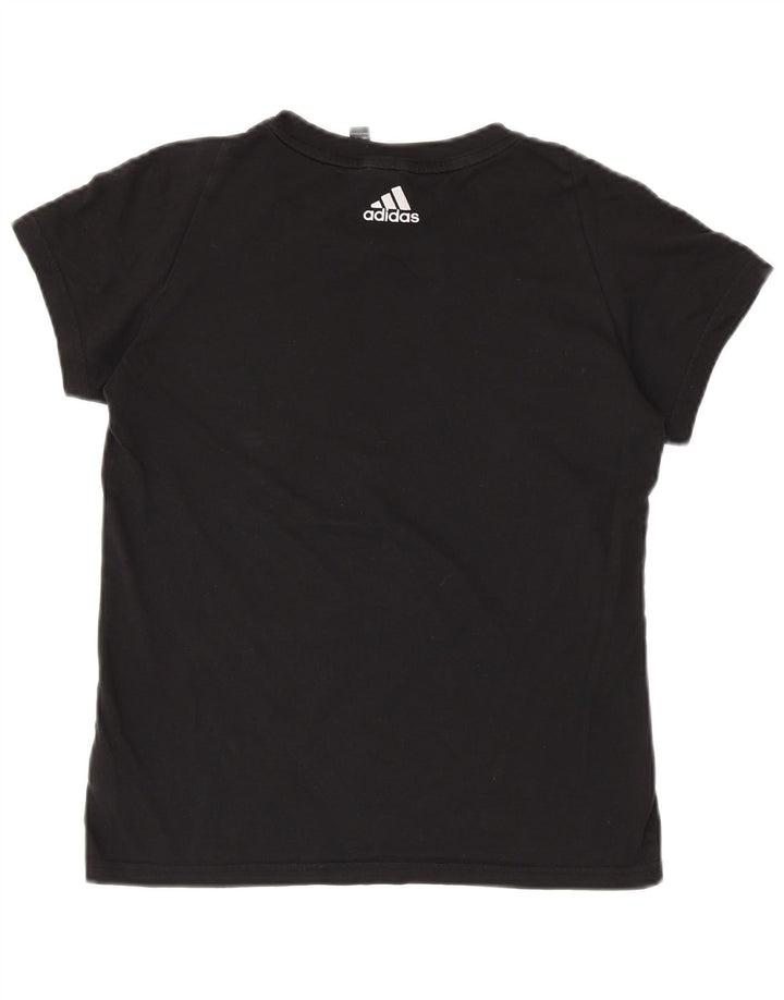 ADIDAS Damen Grafik T-Shirt Top UK 8/10 Small Schwarz Baumwolle