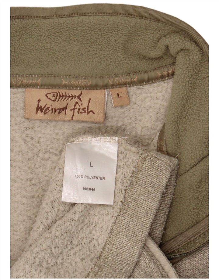 Weird Fish Herren-Pullover mit Reißverschluss am Hals, groß, Khaki, Polyester