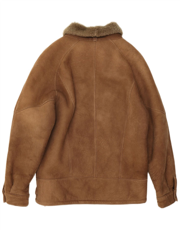 Vintage Herren Shearling Jacke IT 50 Großes braunes Shearling