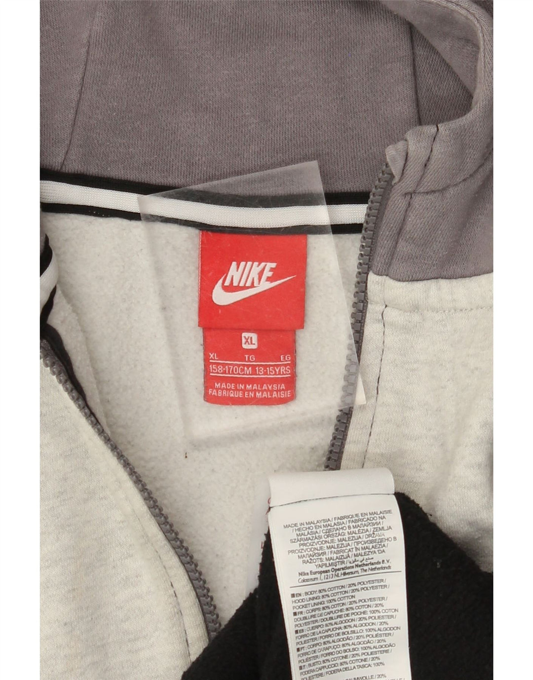 NIKE Boys Air Graphic Zip Hoodie Sweater 13–14 Jahre XL Schwarzer Farbblock