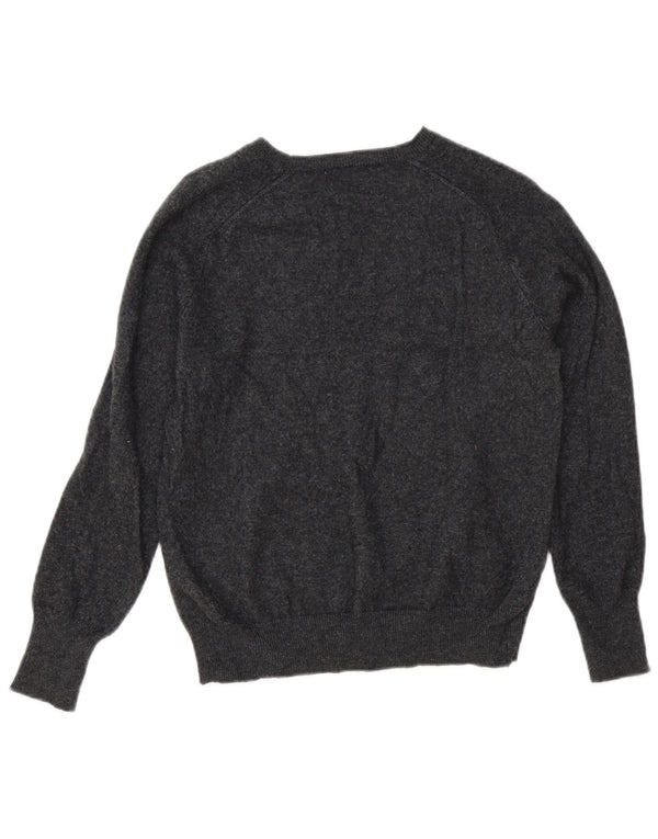 Zara Damen Crop-Pullover mit U-Boot-Ausschnitt, UK 12, mittelgraue Wolle