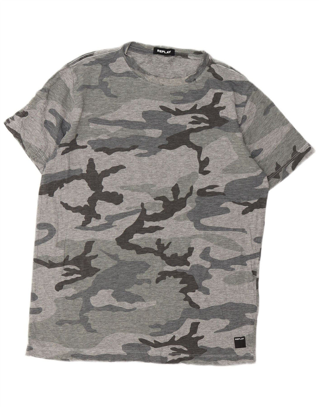 Replay Herren T-Shirt Top Large Grau Camouflage