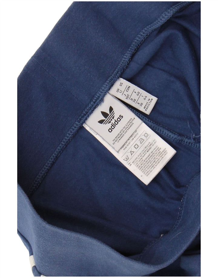 ADIDAS Damen Leggings UK 12 Medium Marineblau Baumwolle
