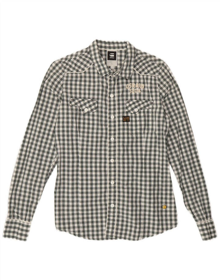 G-STAR Grafikhemd für Jungen, 14–15 Jahre, mittelgraue Gingham-Baumwolle