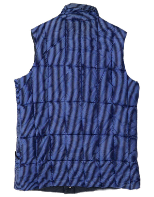 Puffa Herren Wattierte Weste UK 40 Großes blaues Nadelstreifen-Nylon
