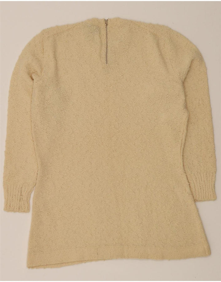 VINTAGE Womens Crew Neck Jumper Sweater UK 14 Medium Beige Argyle/Diamond Vintage Vintage and Second-Hand Vintage from Messina Hembry 