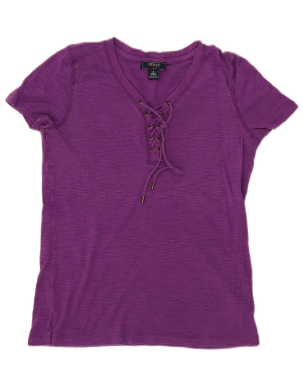 Chaps Damen T-Shirt Top UK 10 Small Lila gesprenkelte Baumwolle