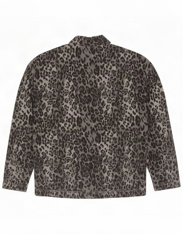 Marks & Spencer Damen-Oberteil, langärmlig, Gr. 8, klein, grau, mit Tiermuster