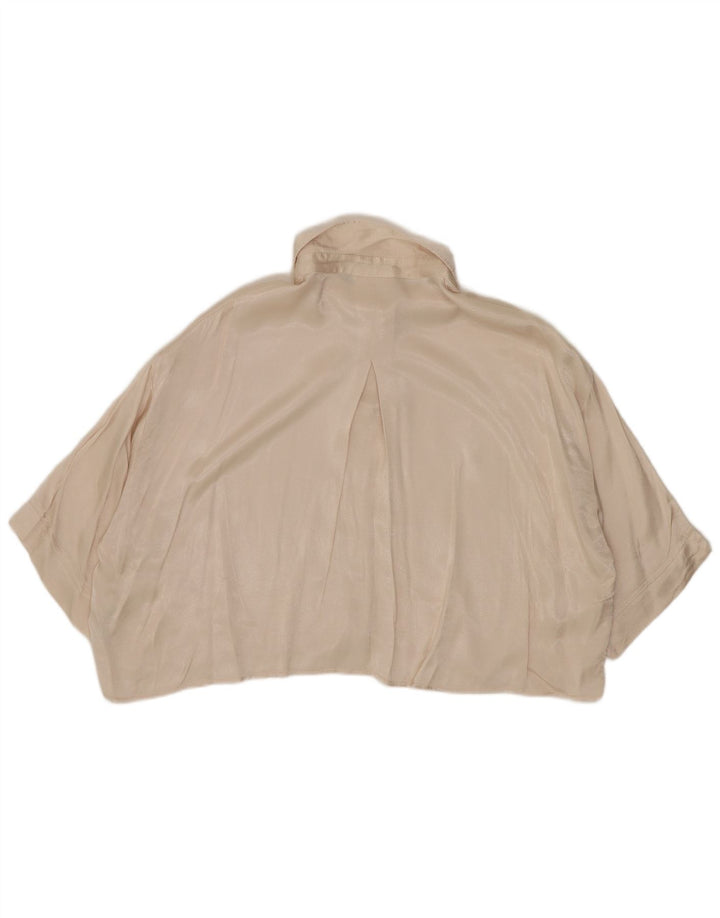 Zara Damen Crop Übergroße Hemdbluse UK 10 Small Beige Viskose