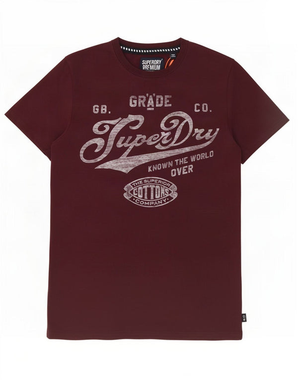 Superdry Mens Graphic T-Shirt Top Large Maroon Cotton