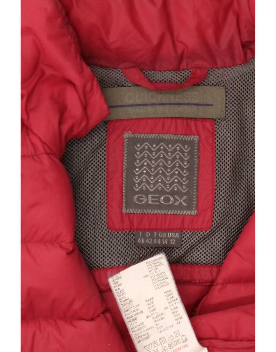 Geox Damen Wattierte Jacke UK 14 Large Rot Polyamid