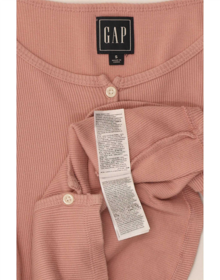 Gap Damen Crop Top Langarm UK 8 Small Rosa Baumwolle