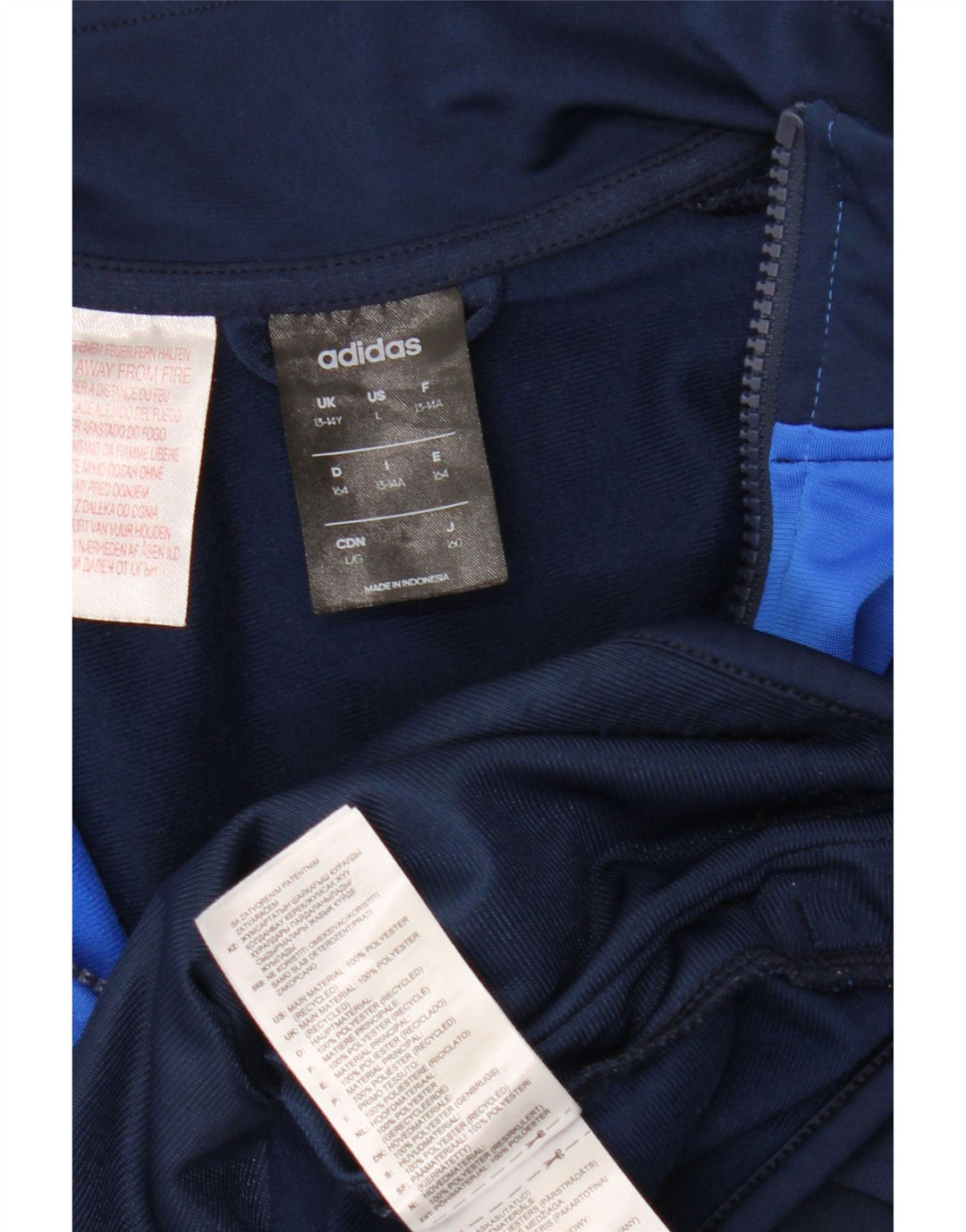 ADIDAS Jungen-Trainingsanzug-Top-Jacke, 13–14 Jahre, Marineblau, Farbblock