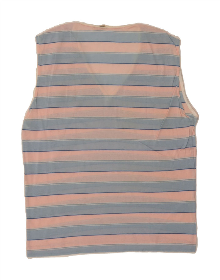 ELLESSE Womens Vest Top UK 12 Medium Pink Striped Vintage Ellesse and Second-Hand Ellesse from Messina Hembry 