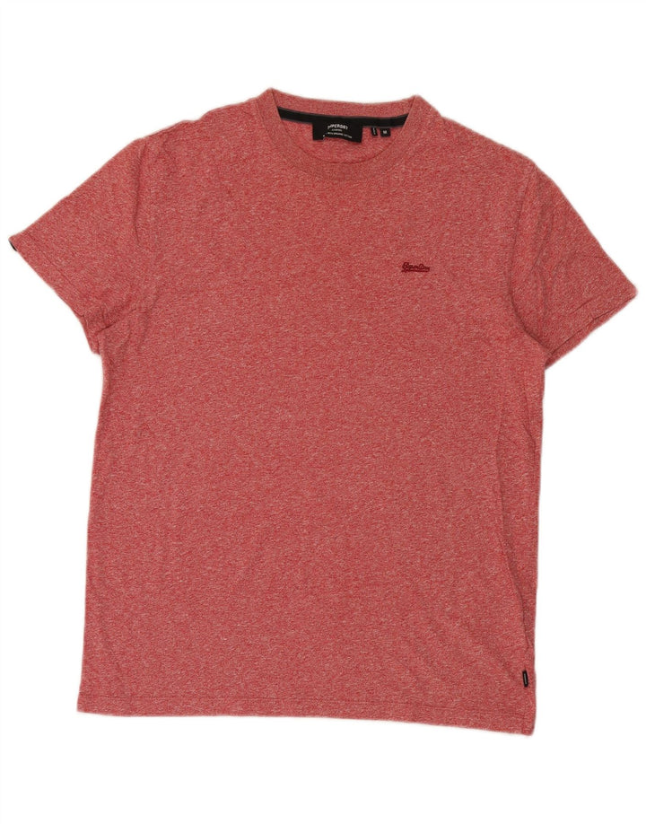 Superdry Herren T-Shirt-Oberteil aus mittelrot gefleckter Baumwolle