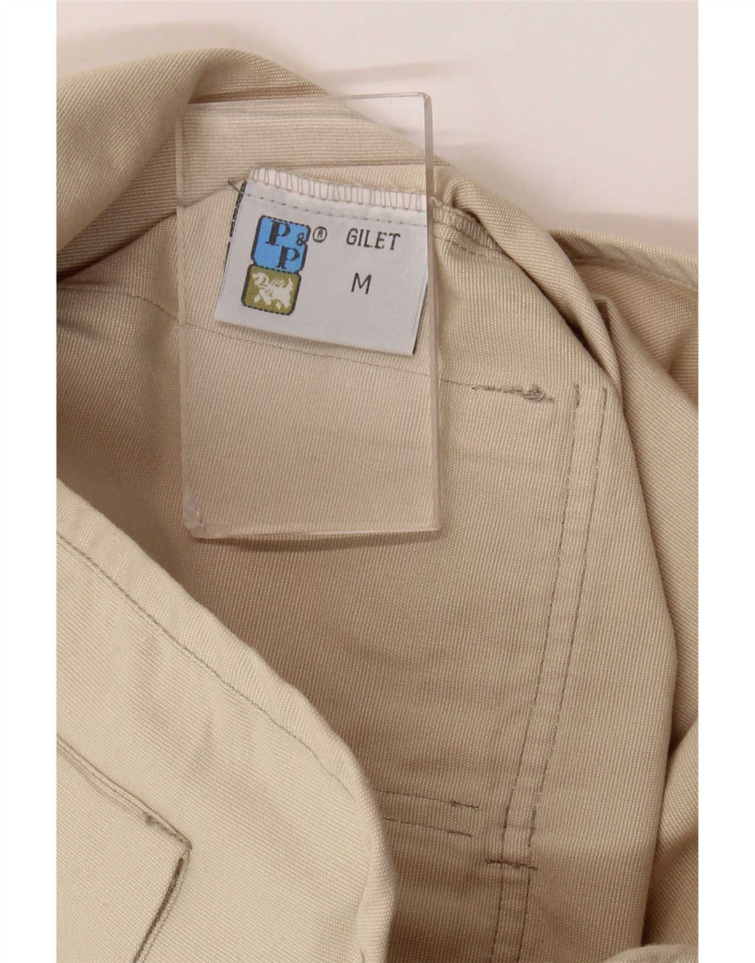 Vintage Damen Utility Gilet UK 14 Mittelbeige Baumwolle
