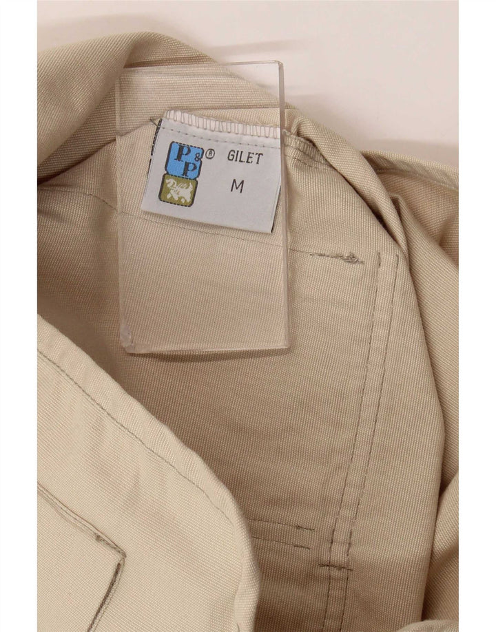Vintage Damen Utility Gilet UK 14 Mittelbeige Baumwolle