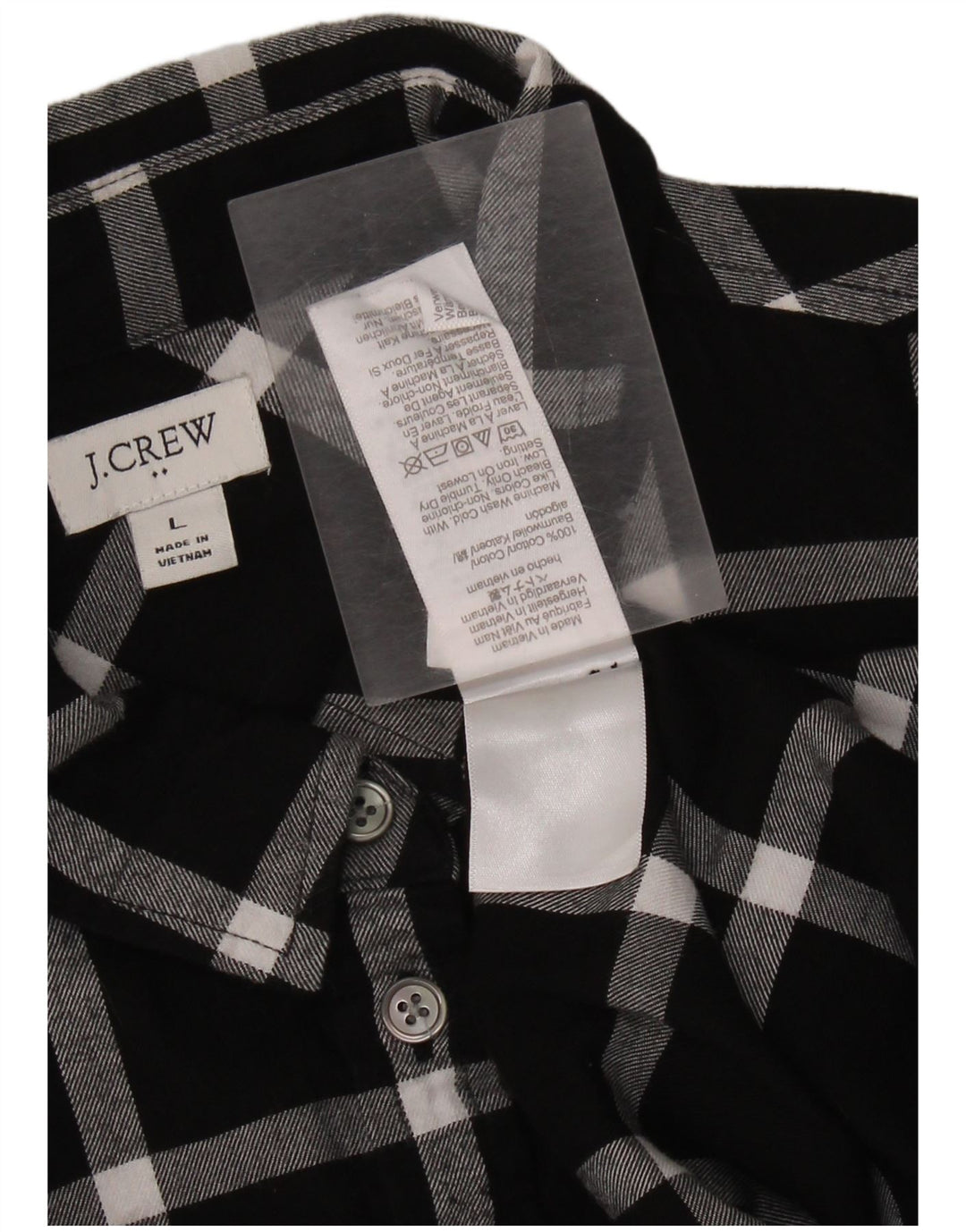 J. CREW Damen Flanellhemd UK 16 Große schwarz karierte Baumwolle