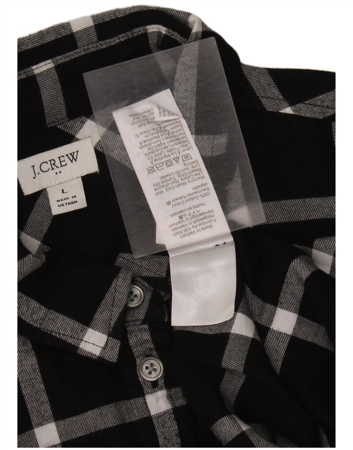 J. CREW Damen Flanellhemd UK 16 Große schwarz karierte Baumwolle