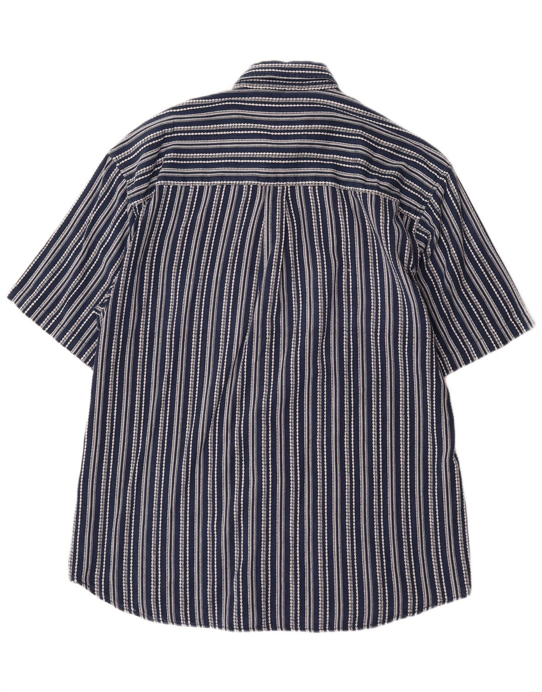 VINTAGE Herren Steve Kurzarmhemd XL Marineblau gestreift aus Baumwolle