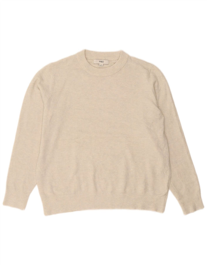 Marks & Spencer Damen-Pullover mit Rundhalsausschnitt, Gr. 14, Mittel, gebrochenes Weiß