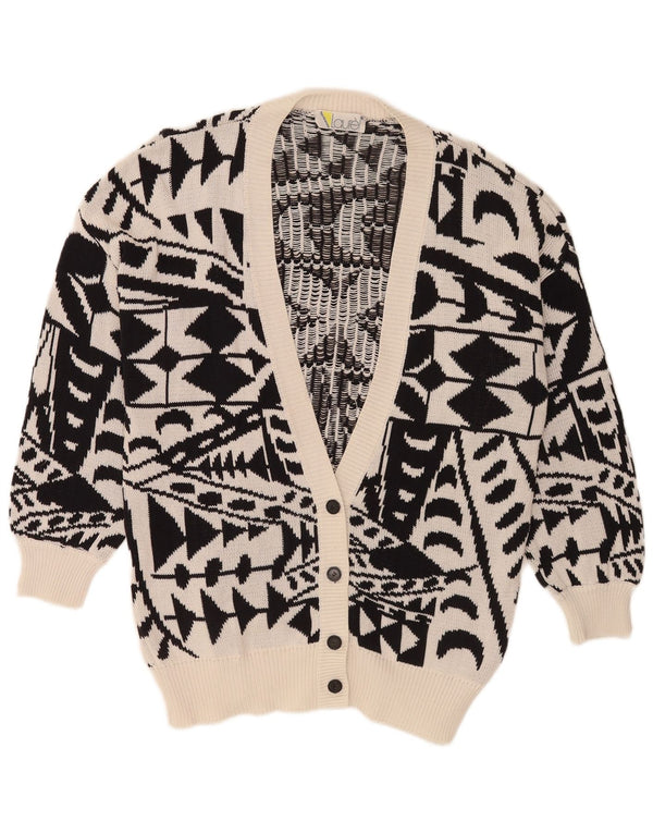 Laurel Womens Longline Cardigan Sweater IT 42 Medium Black Geometric Retro