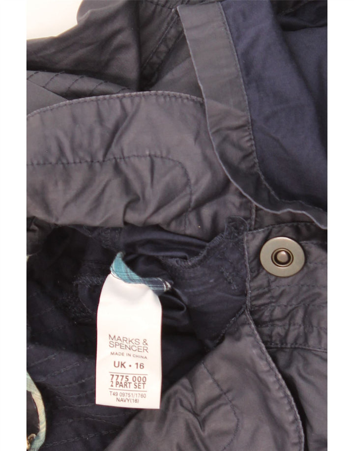 Marks & Spencer Damen-Utility-Jacke mit Kapuze, UK 16, Größe L, Marineblau, Baumwolle
