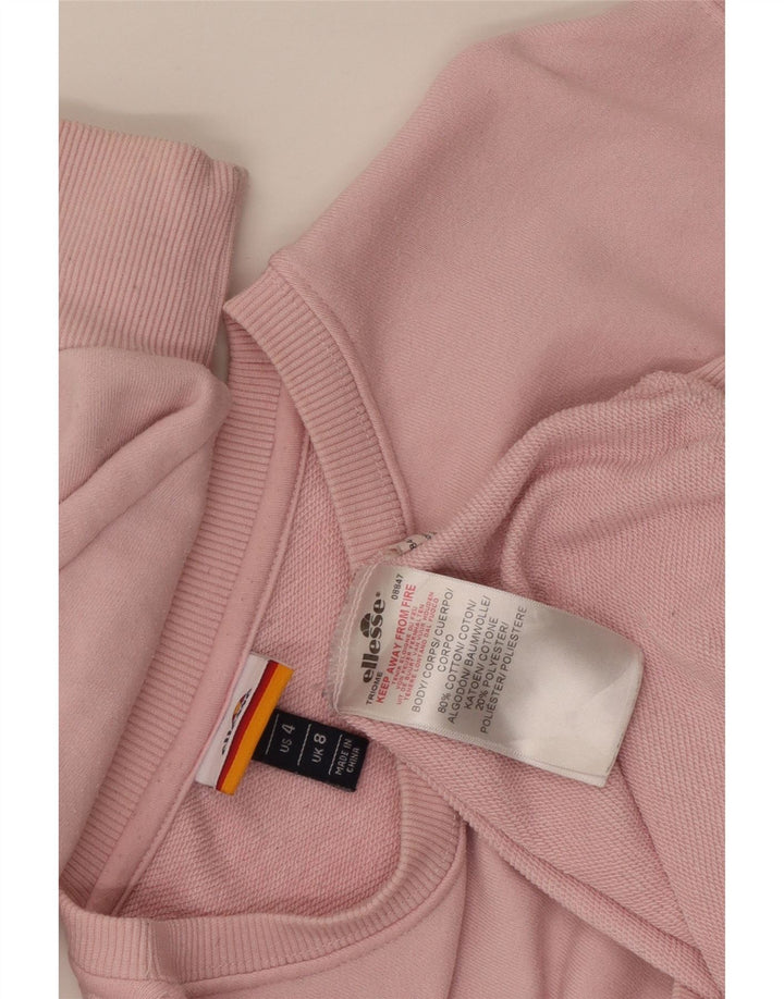 Ellesse Womens Graphic Oversized Sweatshirt Pullover UK 8 Small Rosa Baumwolle