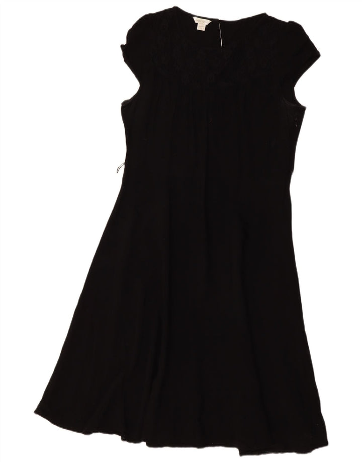 MONSOON Damen A-Linien-Kleid UK 18 XL Schwarz Baumwolle