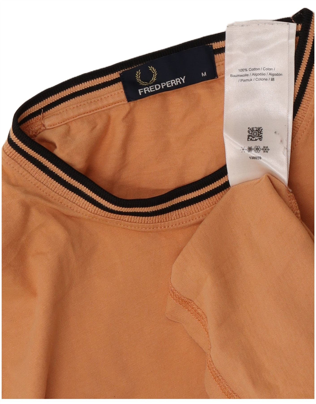 Fred Perry Herren-T-Shirt-Oberteil aus mittelorange gestreifter Baumwolle