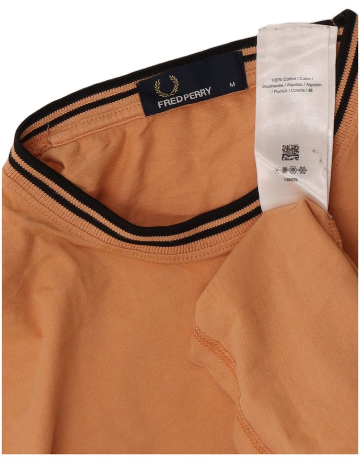 Fred Perry Herren-T-Shirt-Oberteil aus mittelorange gestreifter Baumwolle