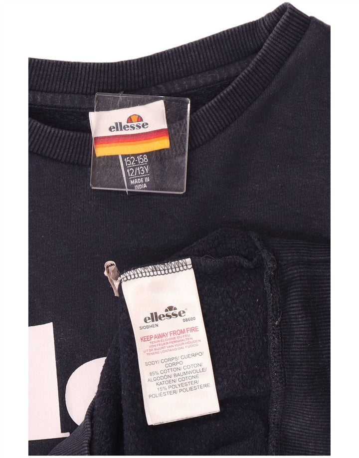 Ellesse Grafik-Sweatshirt für Jungen, 12–13 Jahre, marineblaue Baumwolle