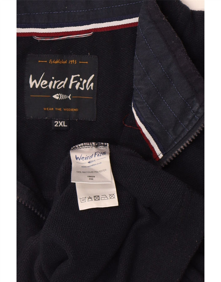 Weird Fish Herren-Fleecepullover mit Reißverschluss am Hals, 2XL, Marineblau, Polyester