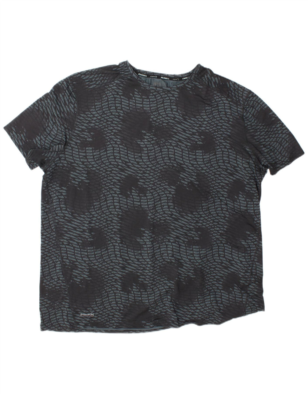 RUSSELL ATHLETIC Herren Dri-Power T-Shirt Top 2XL Grau Geometrisch Polyester