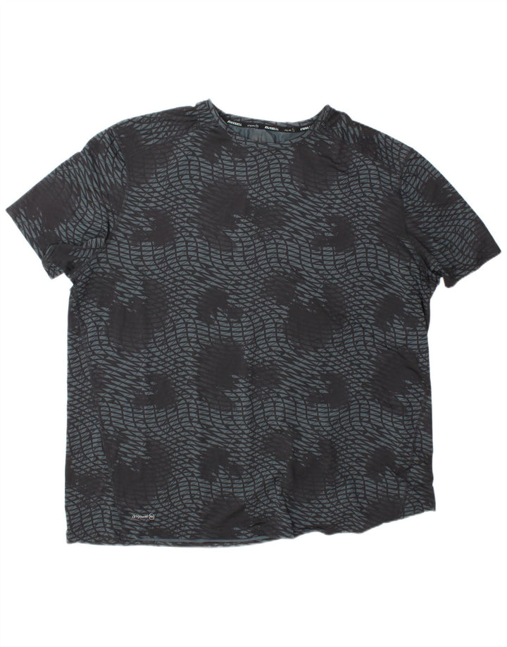 RUSSELL ATHLETIC Herren Dri-Power T-Shirt Top 2XL Grau Geometrisch Polyester