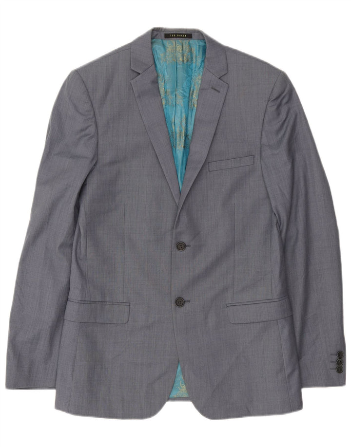 Ted Baker Herren-Blazer mit 2 Knöpfen, UK 38, mittelgraue Wolle