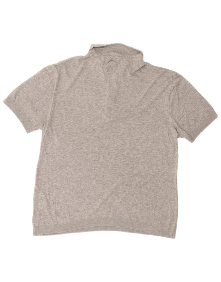 REISS Mens Polo Shirt XL Grey Flecked Cotton