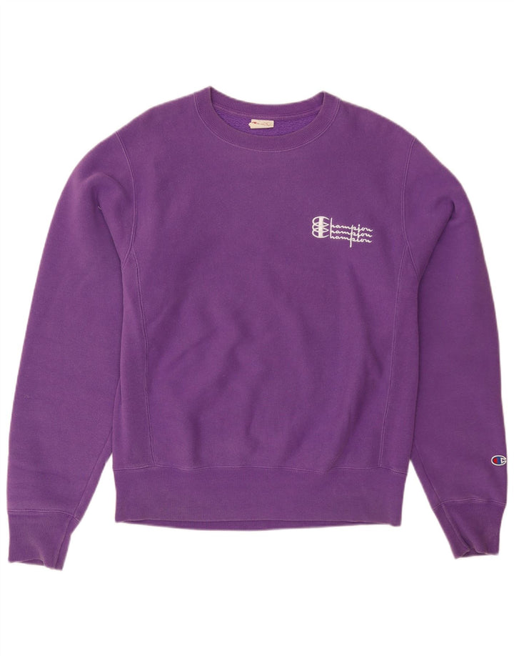 CHAMPION Herren Reverse Weave Graphic Sweatshirt Pullover Small Lila Baumwolle