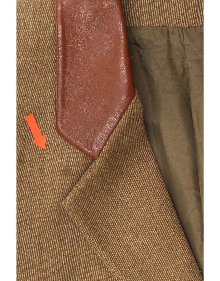 Vintage Damen 2-Knopf-Blazerjacke UK 14 Medium Khaki Herringbone