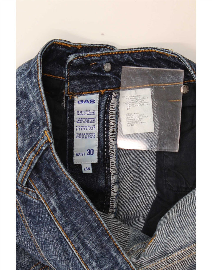Gas Damen Straight Jeans W30 L29 Blaue Baumwolle