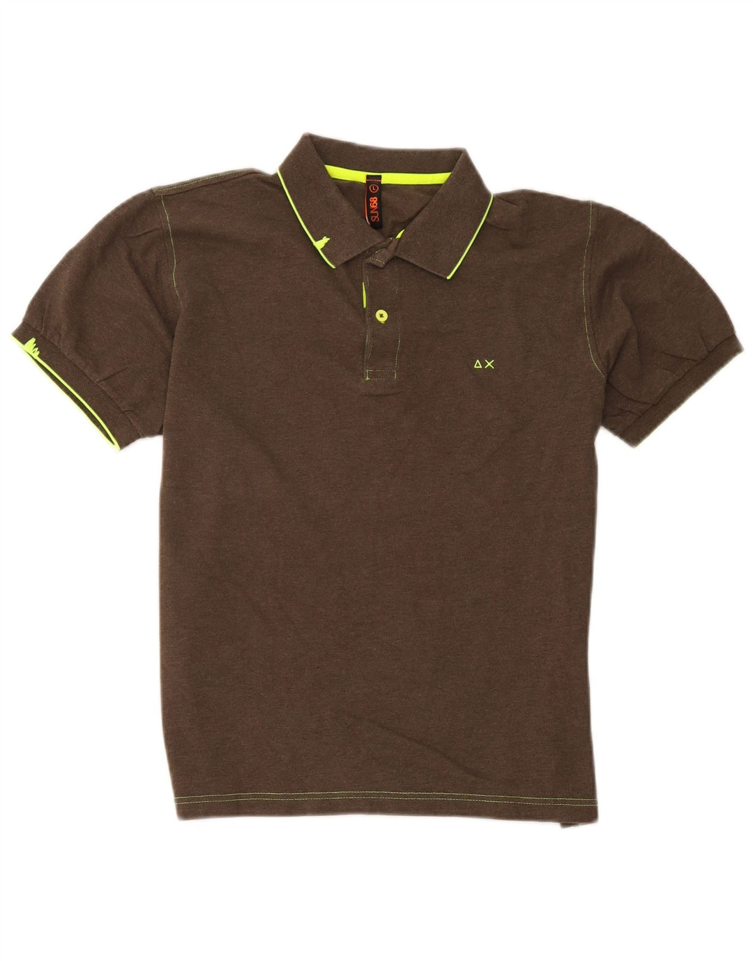 Sun68 Herren-Poloshirt, groß, braune Baumwolle