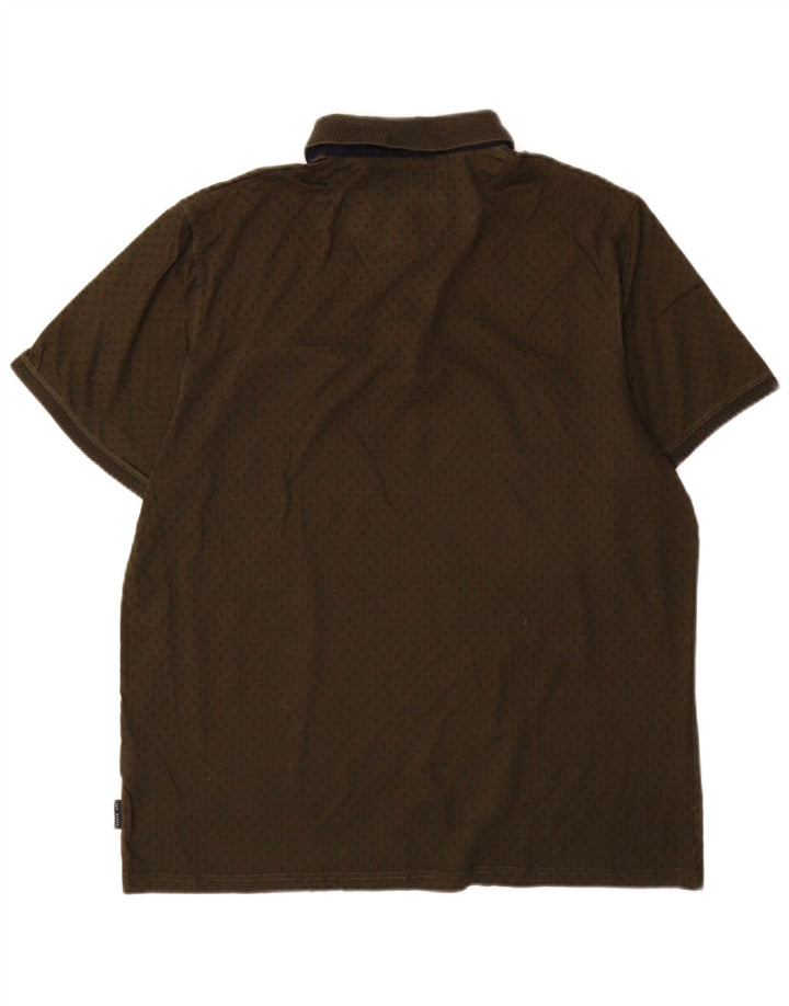 Ted Baker Herren-Poloshirt, Größe 5, XL, khakifarbene gepunktete Baumwolle