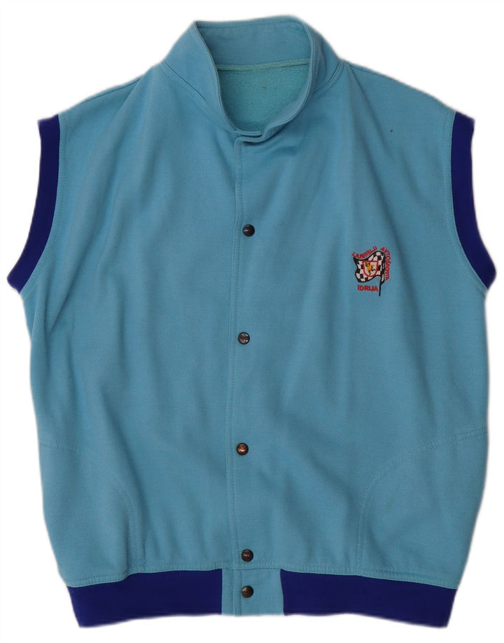 Vintage Herren-Trainingsanzug, ärmellos, Jacke, groß, blau, Farbblock
