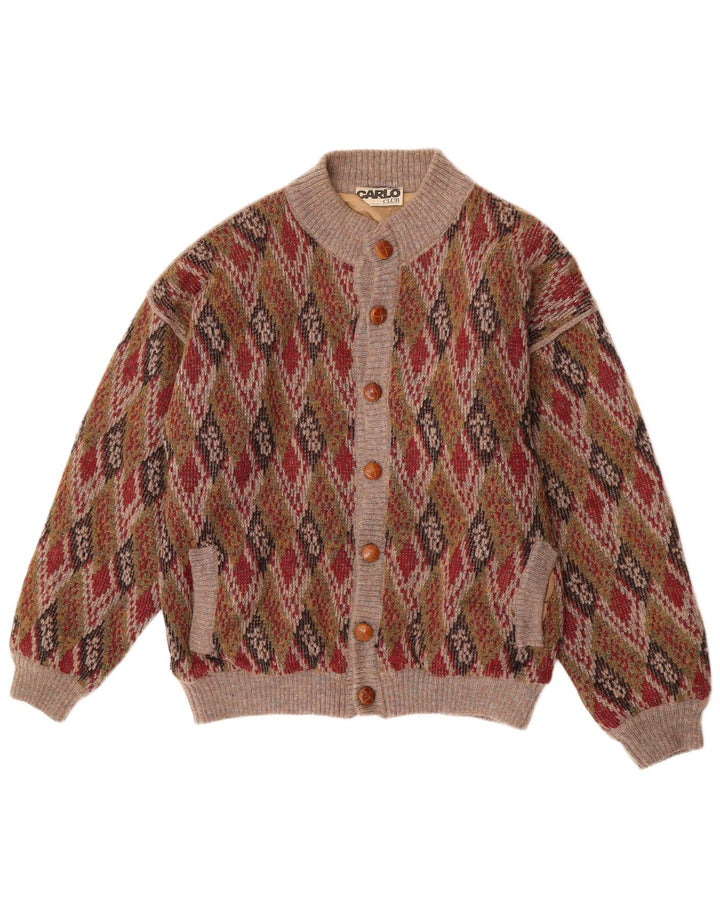 Carlo Herren-Strick-Bomberjacke, EU 50, groß, mehrfarbig, Argyle-/Diamant-Wolle