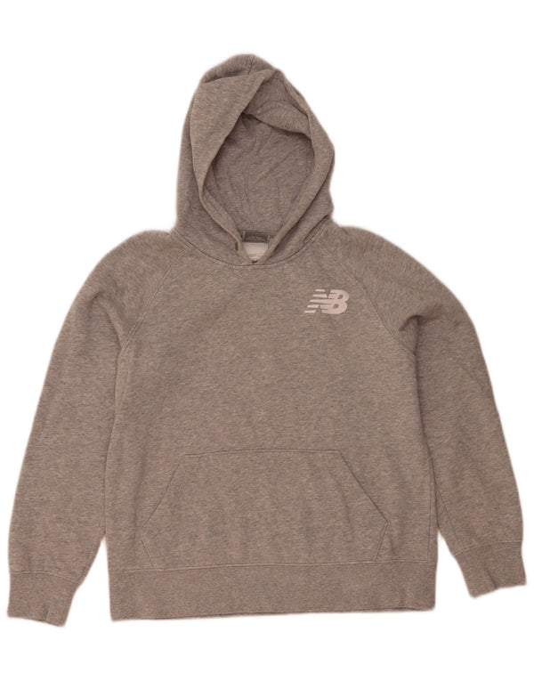 New Balance Damen Kapuzenpullover UK 14 Mittelgrau gefleckte Baumwolle