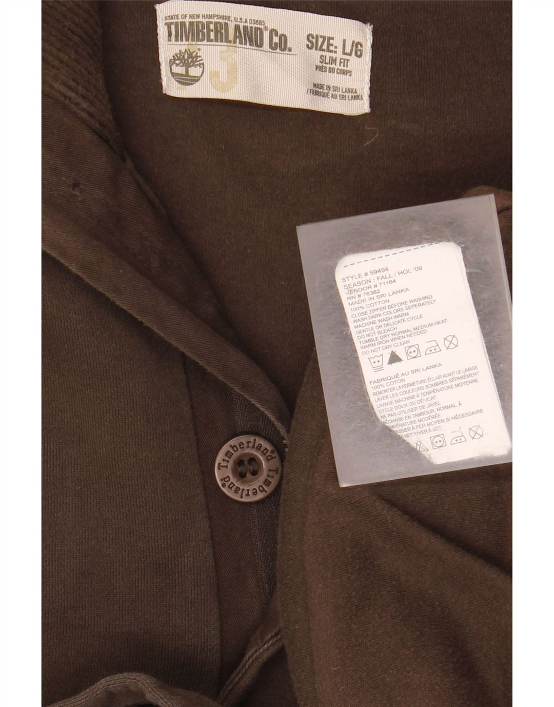 TIMBERLAND Herren Slim Fit Bomberjacke UK 40 Große braune Baumwolle
