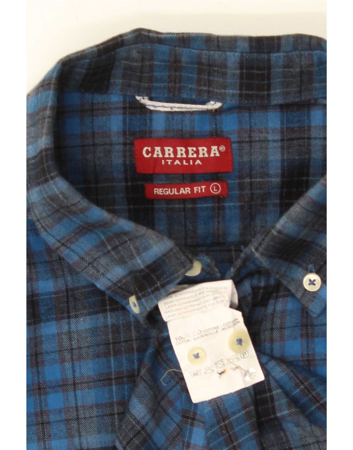 Carrera Herren-Flanellhemd mit normaler Passform, groß, marineblau, kariert, Baumwolle